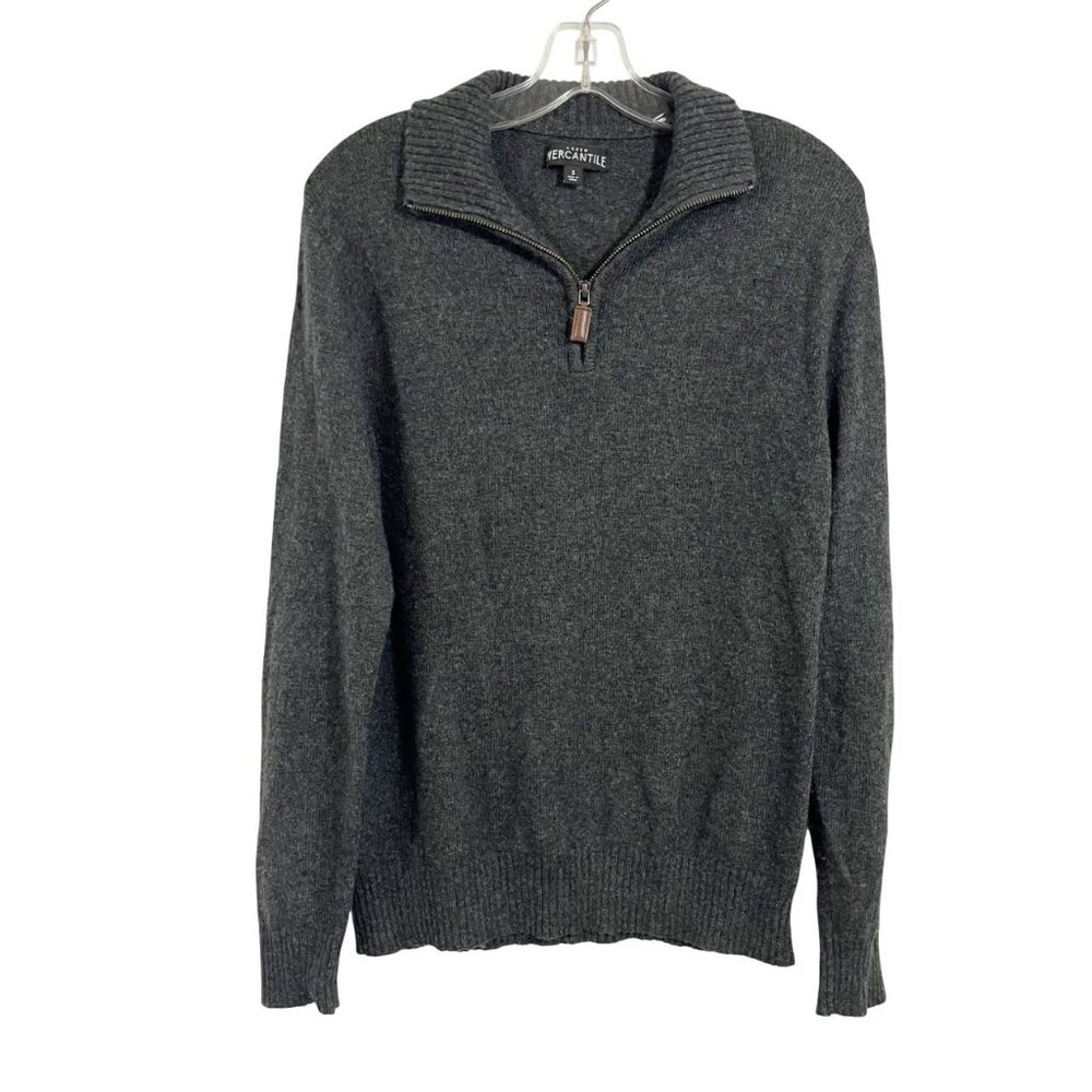 J. Crew Men's‎ Lambswool Gray Quarter Zip Pullover Sweater - Size Small